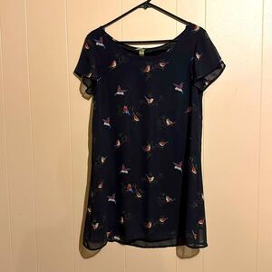 Whisper Med sheer Bird Print Women's blouse Top tunic  for office Whispers